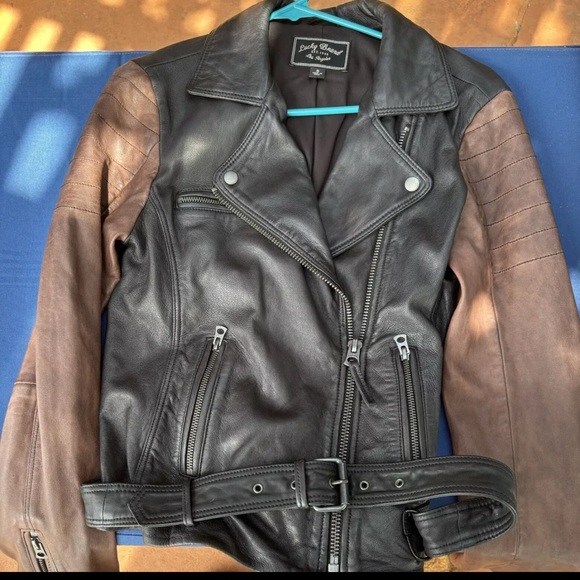 Lucky Brand Core Moto Two Color Soft Lamb Leather Jacket size S - Picture 11 of 12